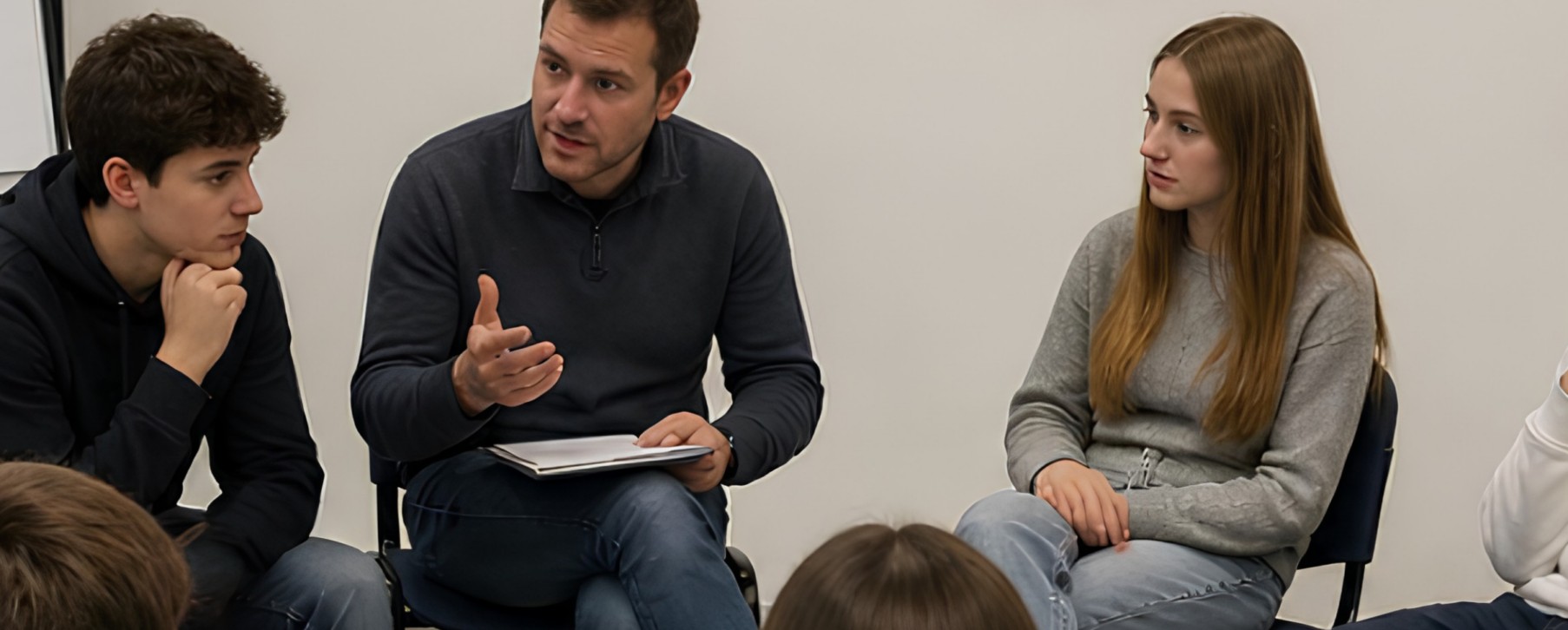Un gruppo in cerchio durante un incontro di formazione sulla comunicazione